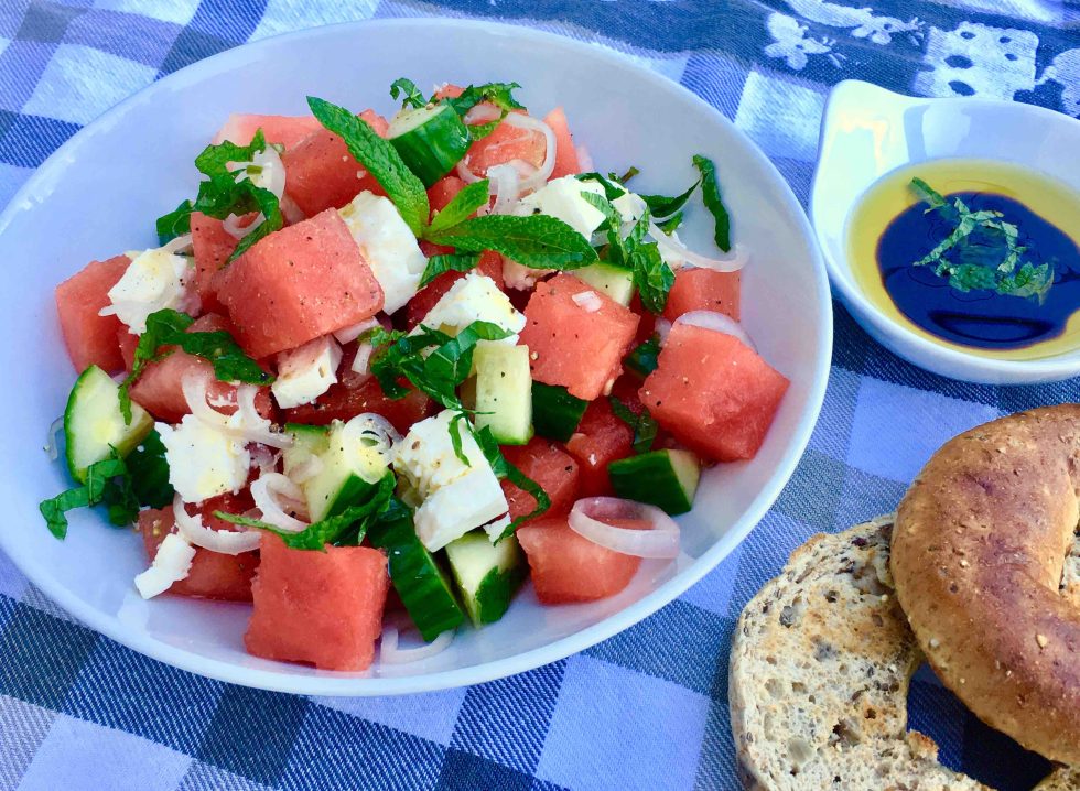 Salade de melon deau féta concombre et menthe Isabelle Côté nutritionniste