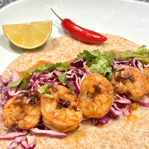 Tacos crevettes adobo et sauce mangue Isabelle Côté nutritionniste